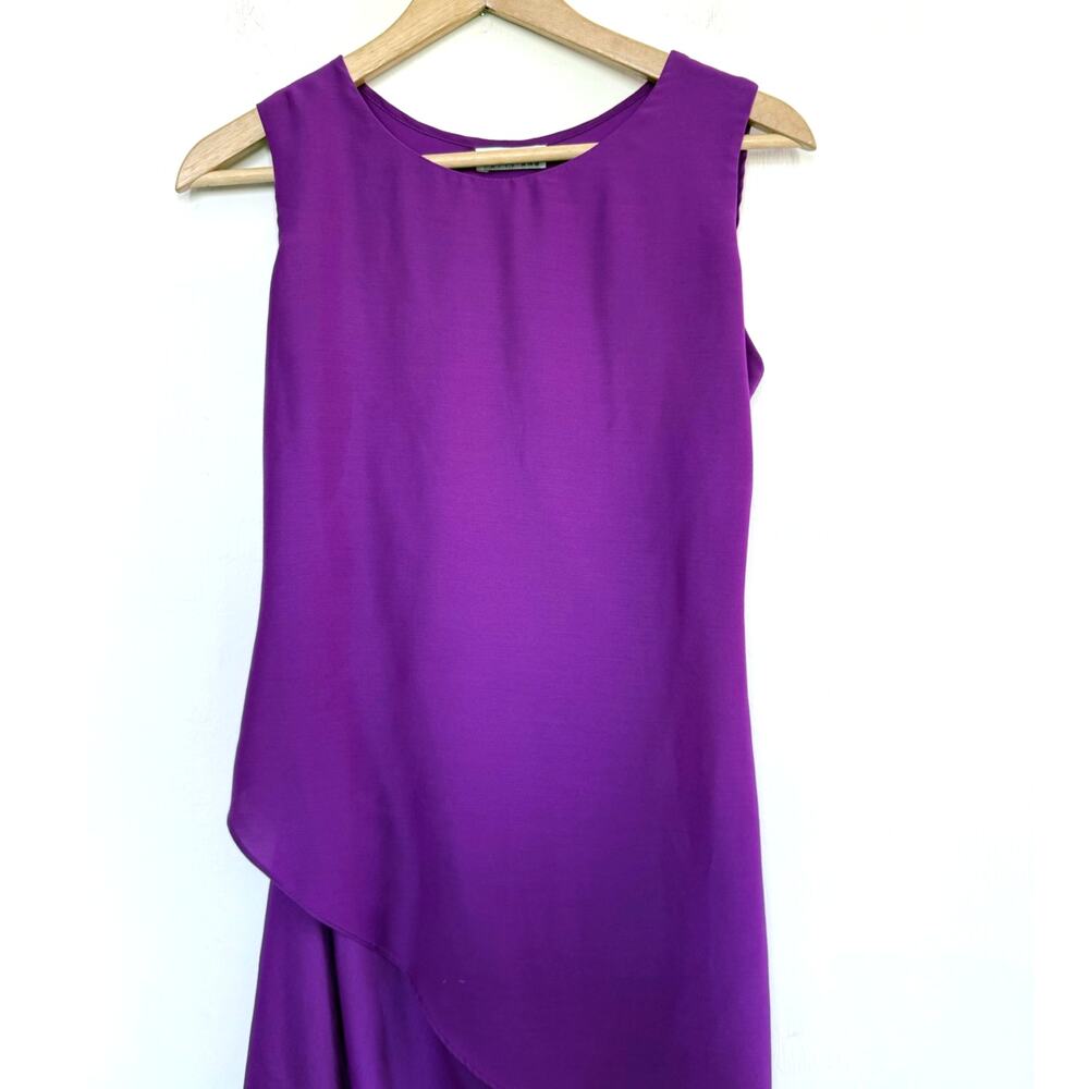 rare PATTY ANG Atelier bright orchid purple silky sleeveless hi lo midi dress - Picture 7 of 8